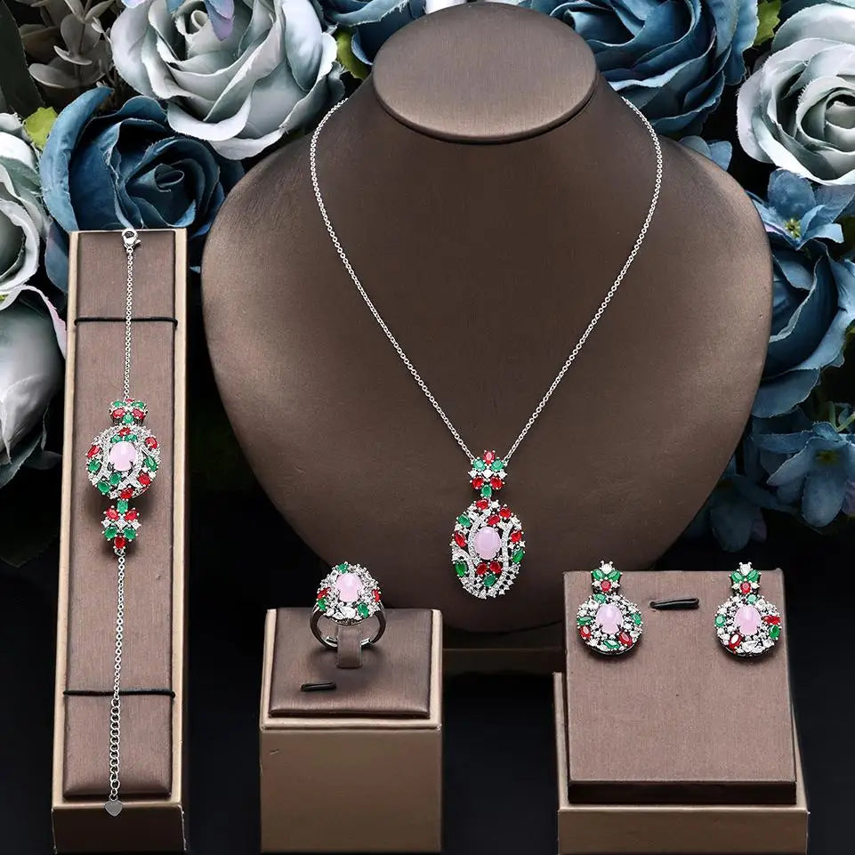 Trendy Water Droplet Zirconia Bridal Jewelry Set