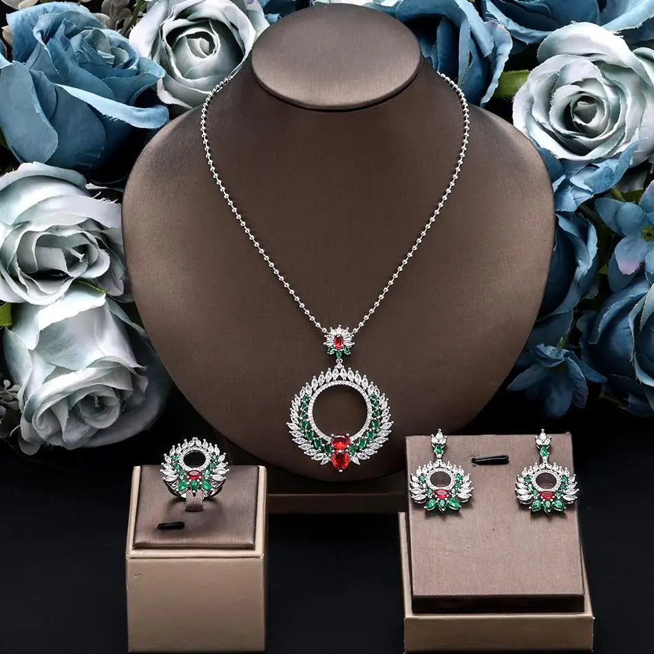 Trendy Water Droplet Zirconia Bridal Jewelry Set