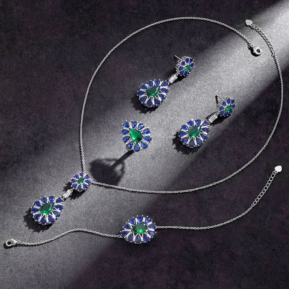 Trendy Water Droplet Zirconia Bridal Jewelry Set