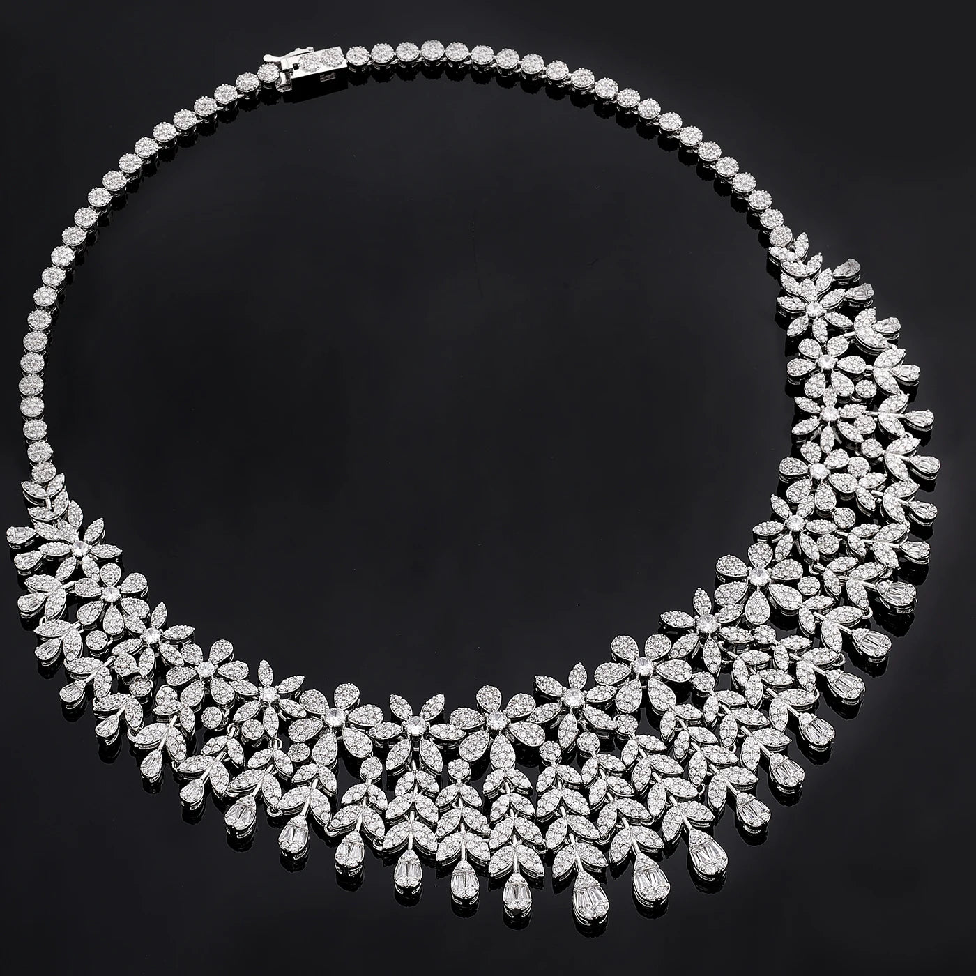 Luxury 4 Piece Flower Cubic Zirconia Bridal Jewelry Set