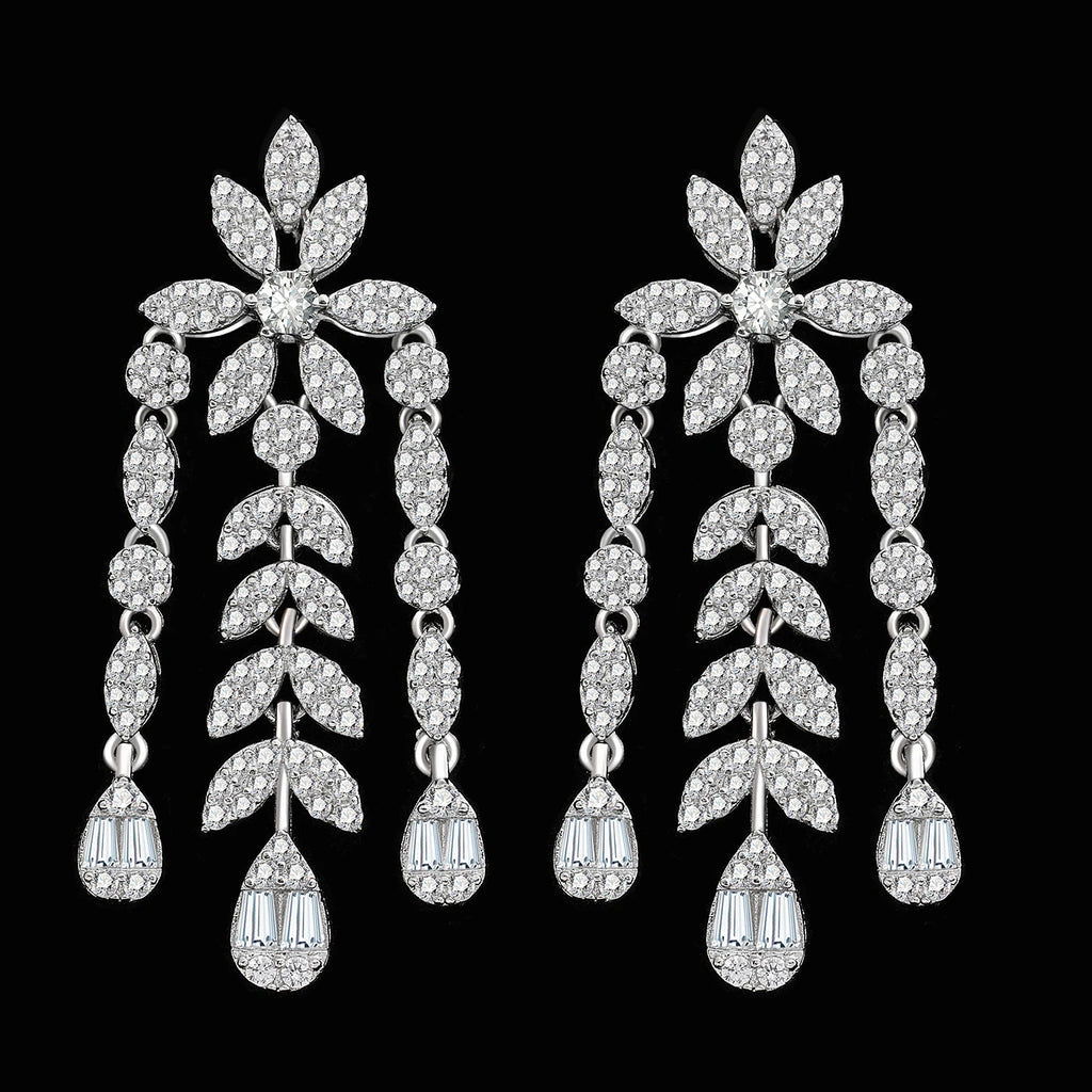 Luxury 4 Piece Flower Cubic Zirconia Bridal Jewelry Set