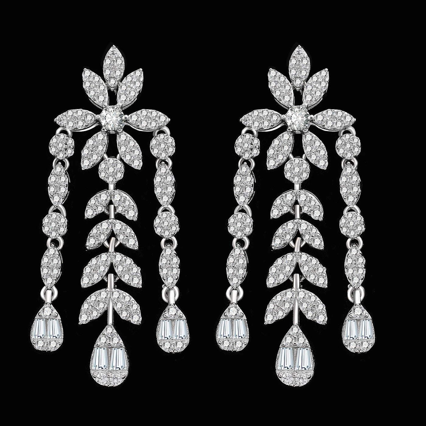 Luxury 4 Piece Flower Cubic Zirconia Bridal Jewelry Set