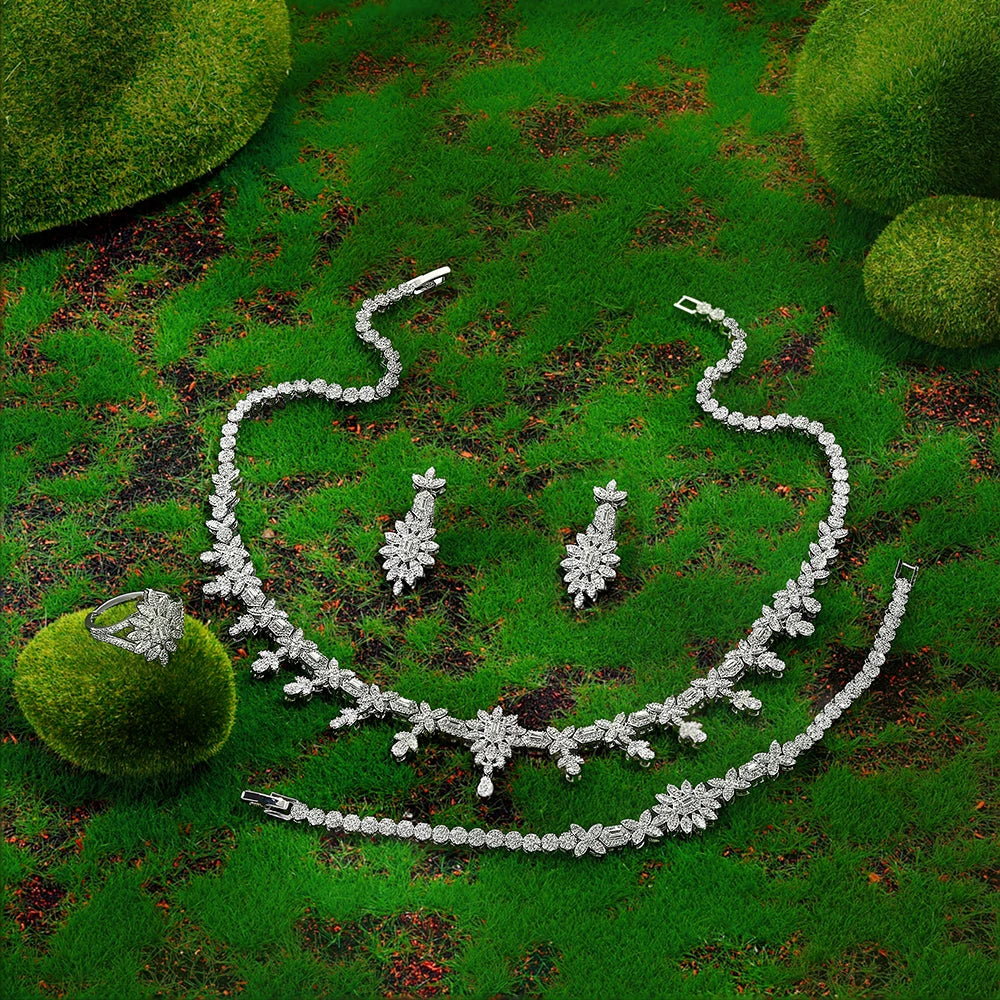 Luxury 4 Pieces Cubic Zirconia Bridal Jewelry Set