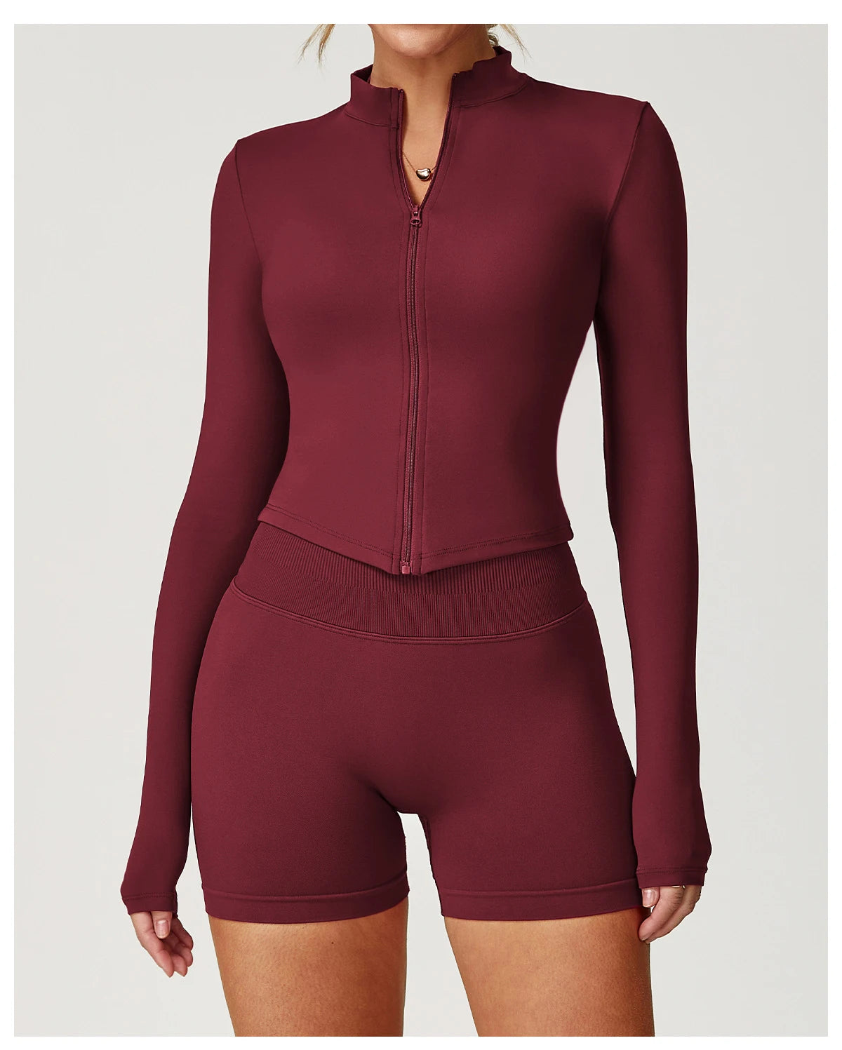 Fitted Thumb Hole Zip Up Jacket