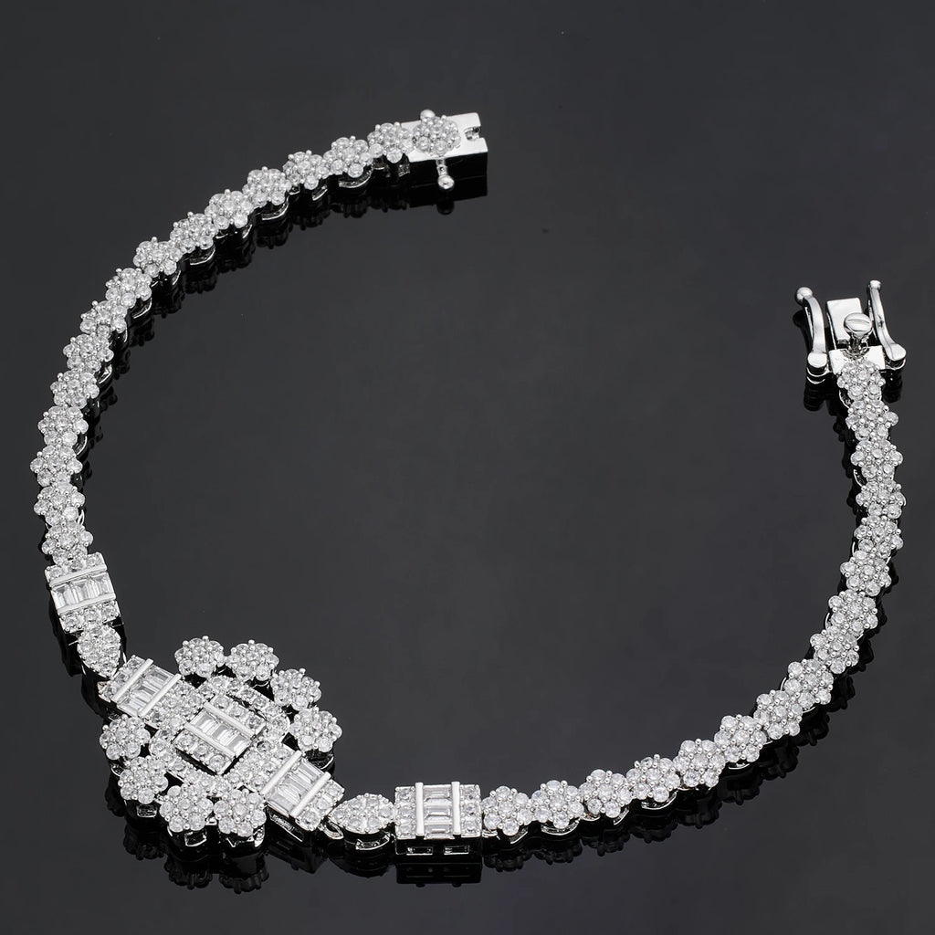 Luxury Zirconia Flower Pendant Bridal Jewelry Set