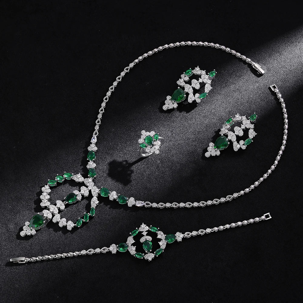 Luxury 4 Piece CZ Bridal Jewelry Set