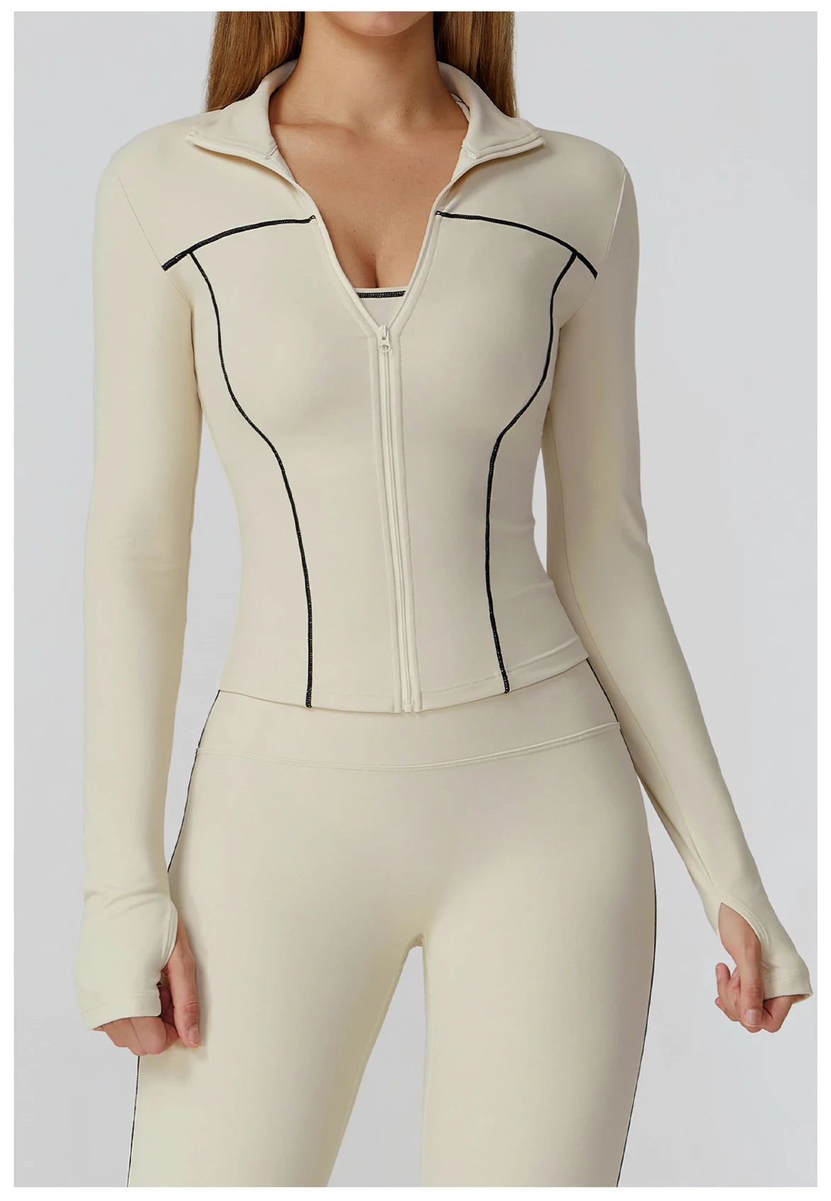 Fitted Zip-Up Jacket With High Collar