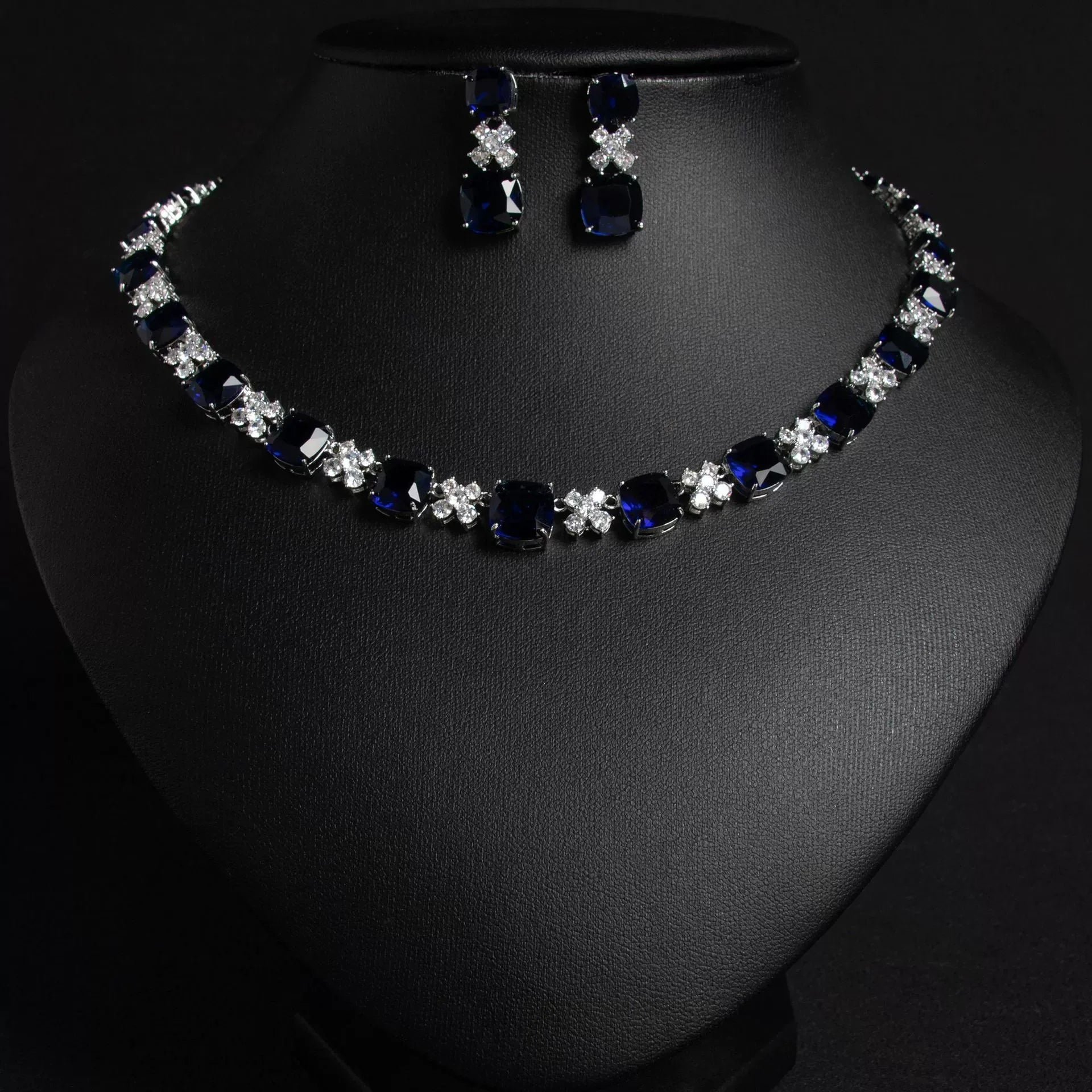 Luxury 2 Piece CZ Tennis Necklace & Earrings Set – Elegant Dubai Bridal Jewelry