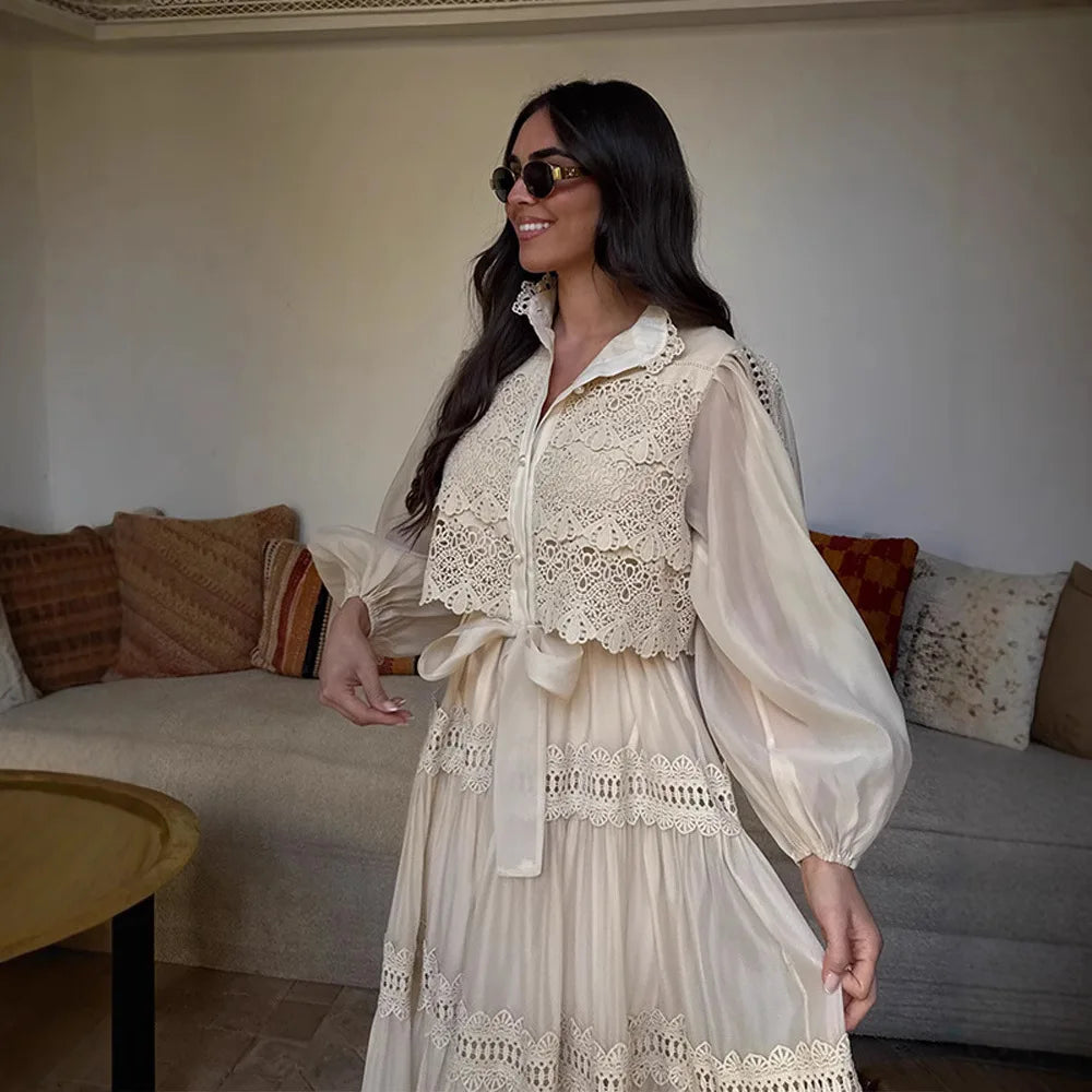 Hollow Out Elegant Abaya Dress