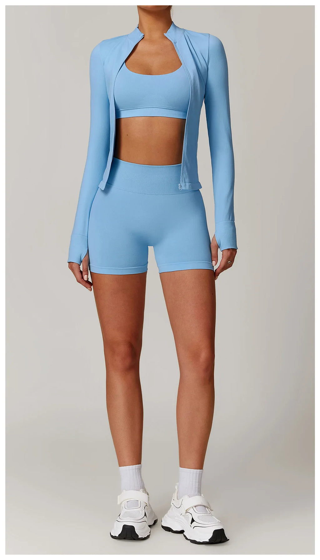 Fitted Thumb Hole Zip Up Jacket