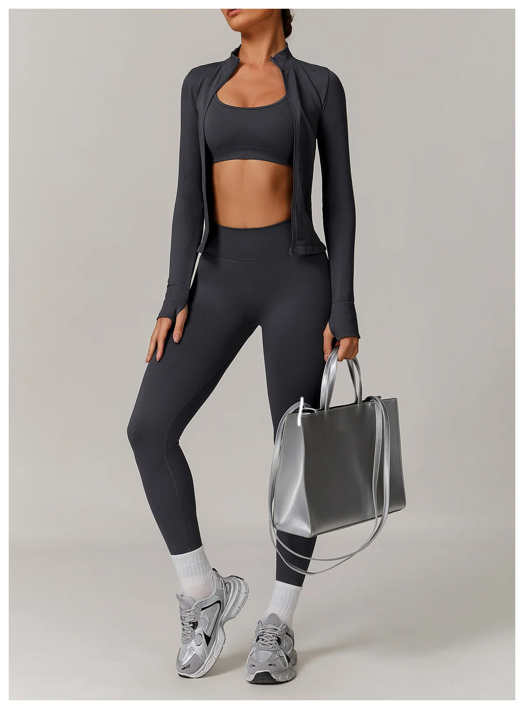 Fitted Thumb Hole Zip Up Jacket