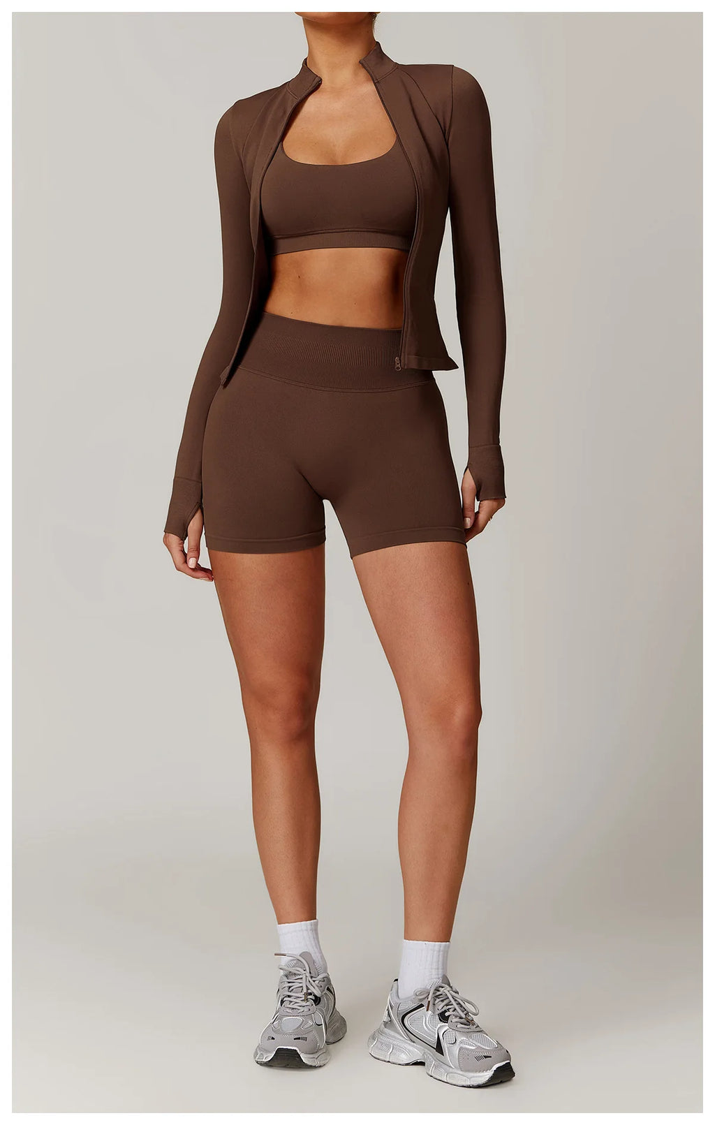 Fitted Thumb Hole Zip Up Jacket