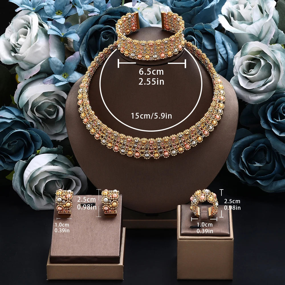 Dubai Luxury Gold Plated Bridal Jewelry Set