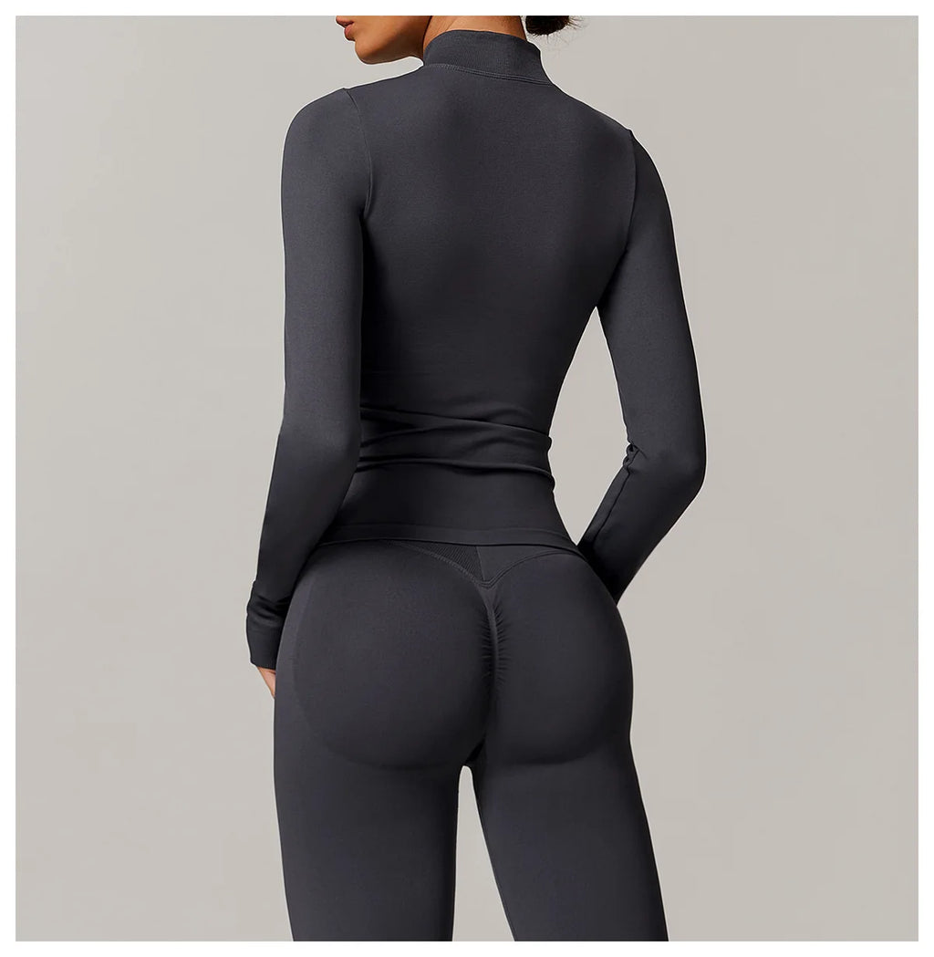 Fitted Thumb Hole Zip Up Jacket