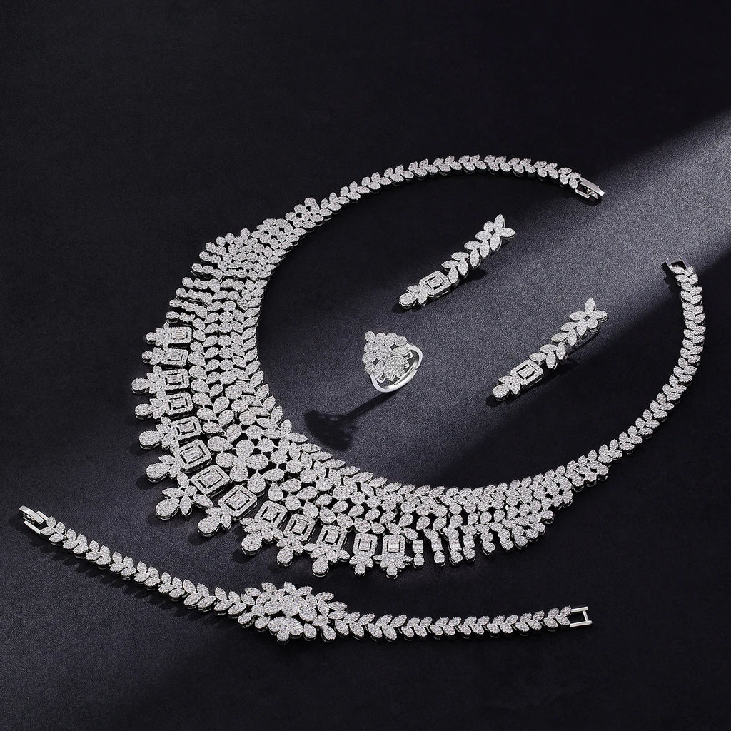 Luxury 4 Piece Cubic Zirconia Bridal Jewelry Set