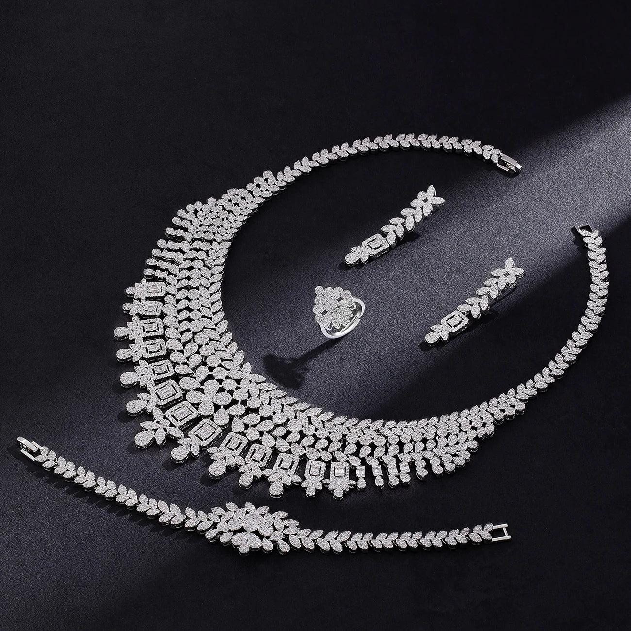 Luxury 4 Piece Cubic Zirconia Bridal Jewelry Set