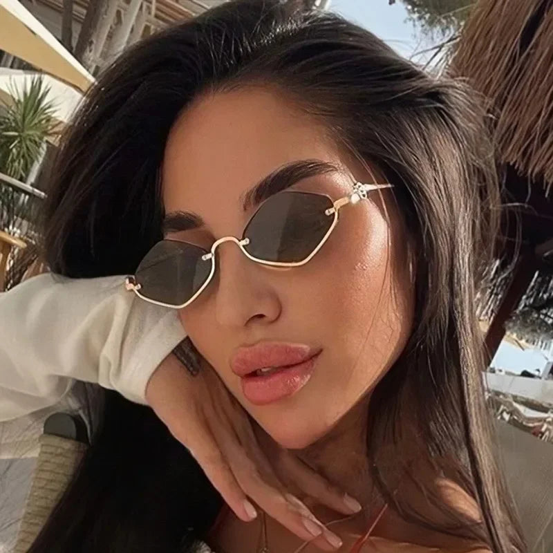 Half-Frame Diamond Sunglasses