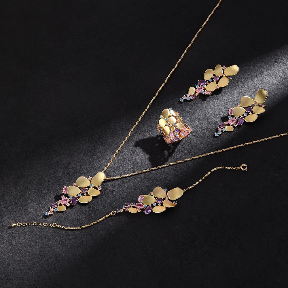 Dubai Saudi Arabia Gold Plated 4 Piece Pendant Jewelry Set