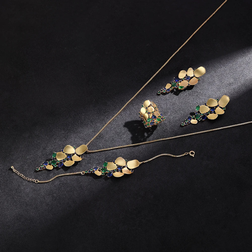 Dubai Saudi Arabia Gold Plated 4 Piece Pendant Jewelry Set