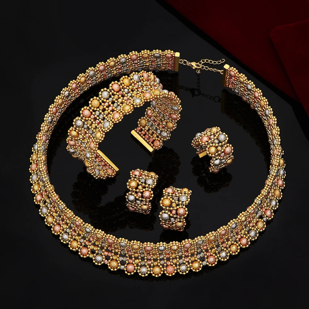 Dubai Luxury Gold Plated Bridal Jewelry Set