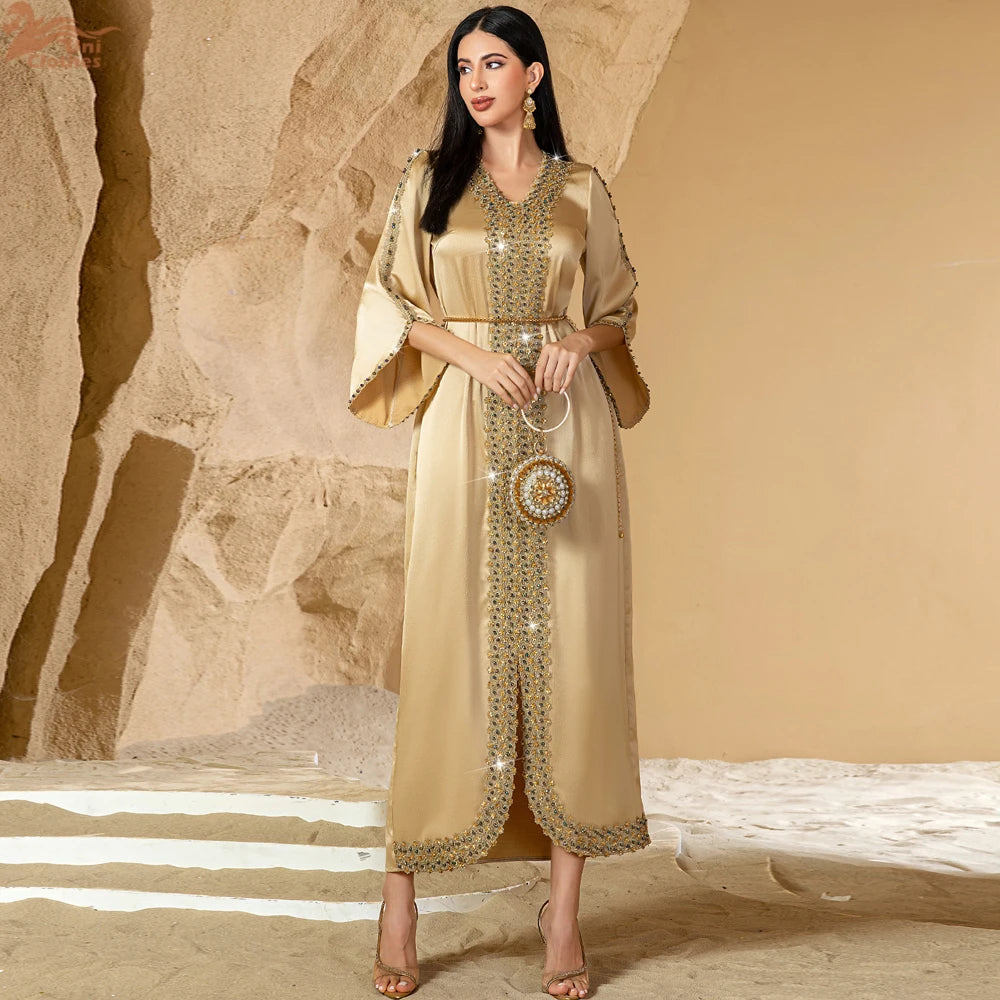 Luxury Satin Diamond Abaya