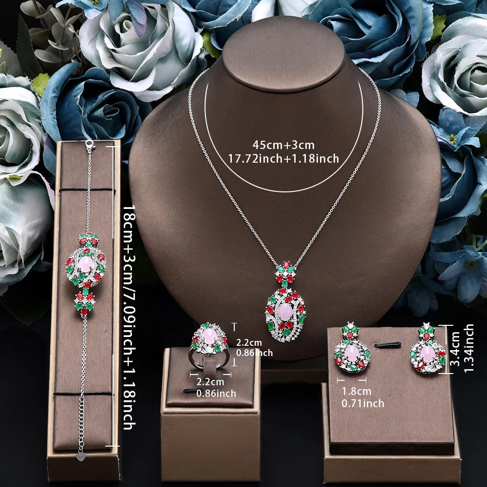 Trendy Water Droplet Zirconia Bridal Jewelry Set