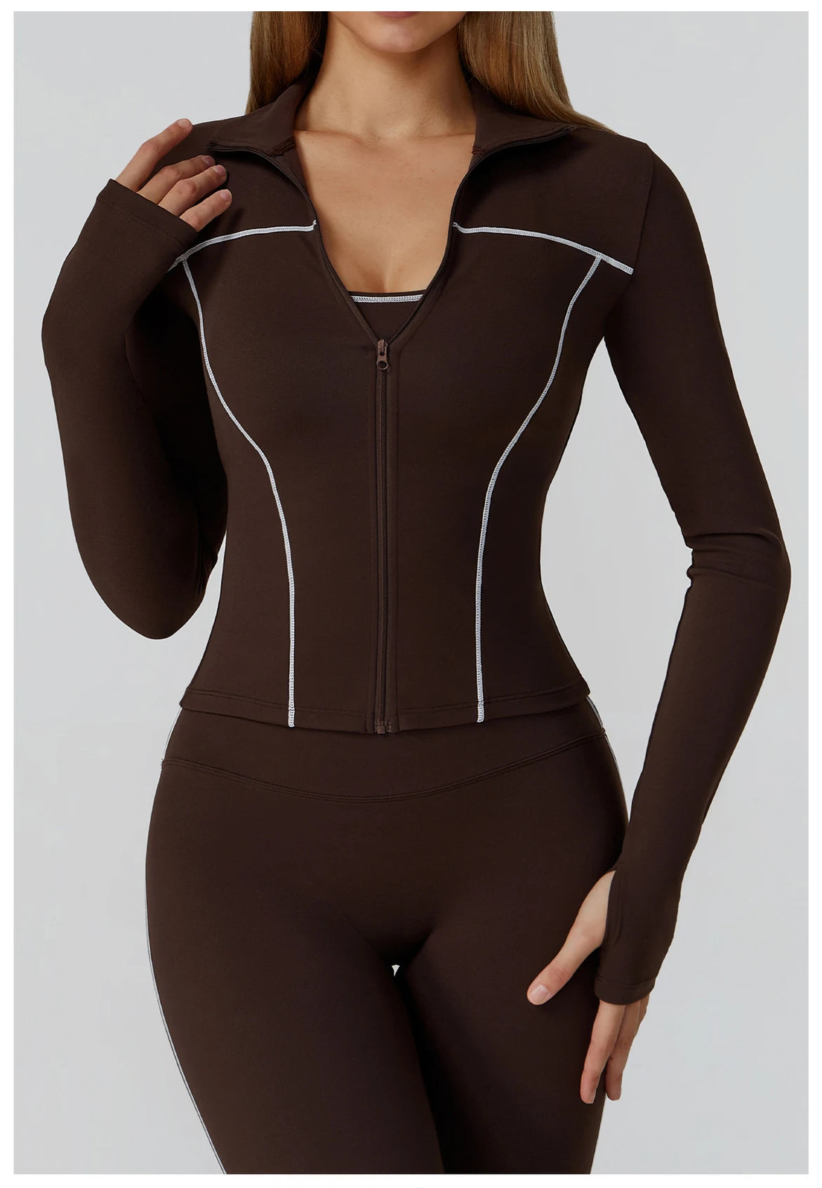 Fitted Zip-Up Jacket With High Collar