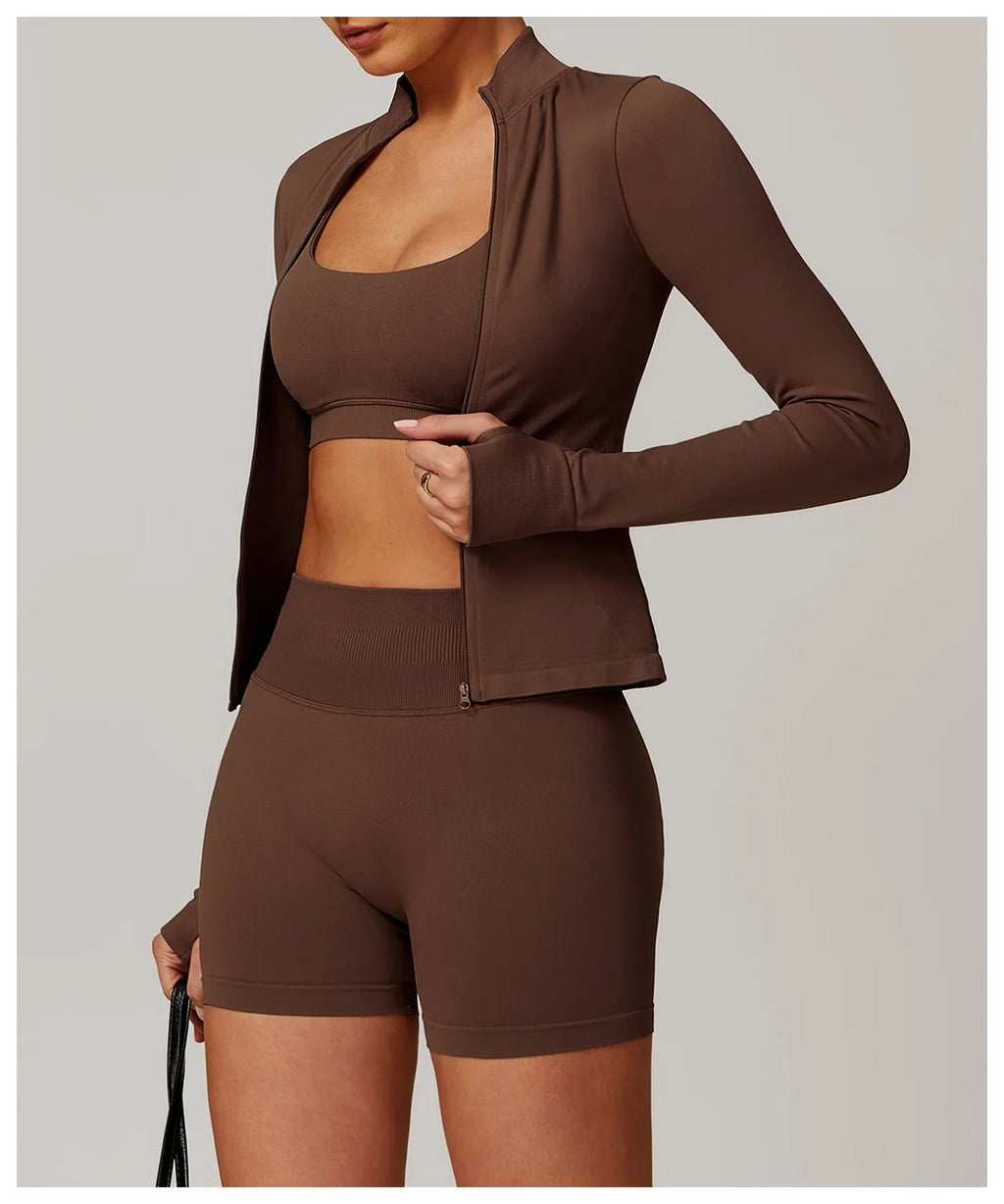 Fitted Thumb Hole Zip Up Jacket