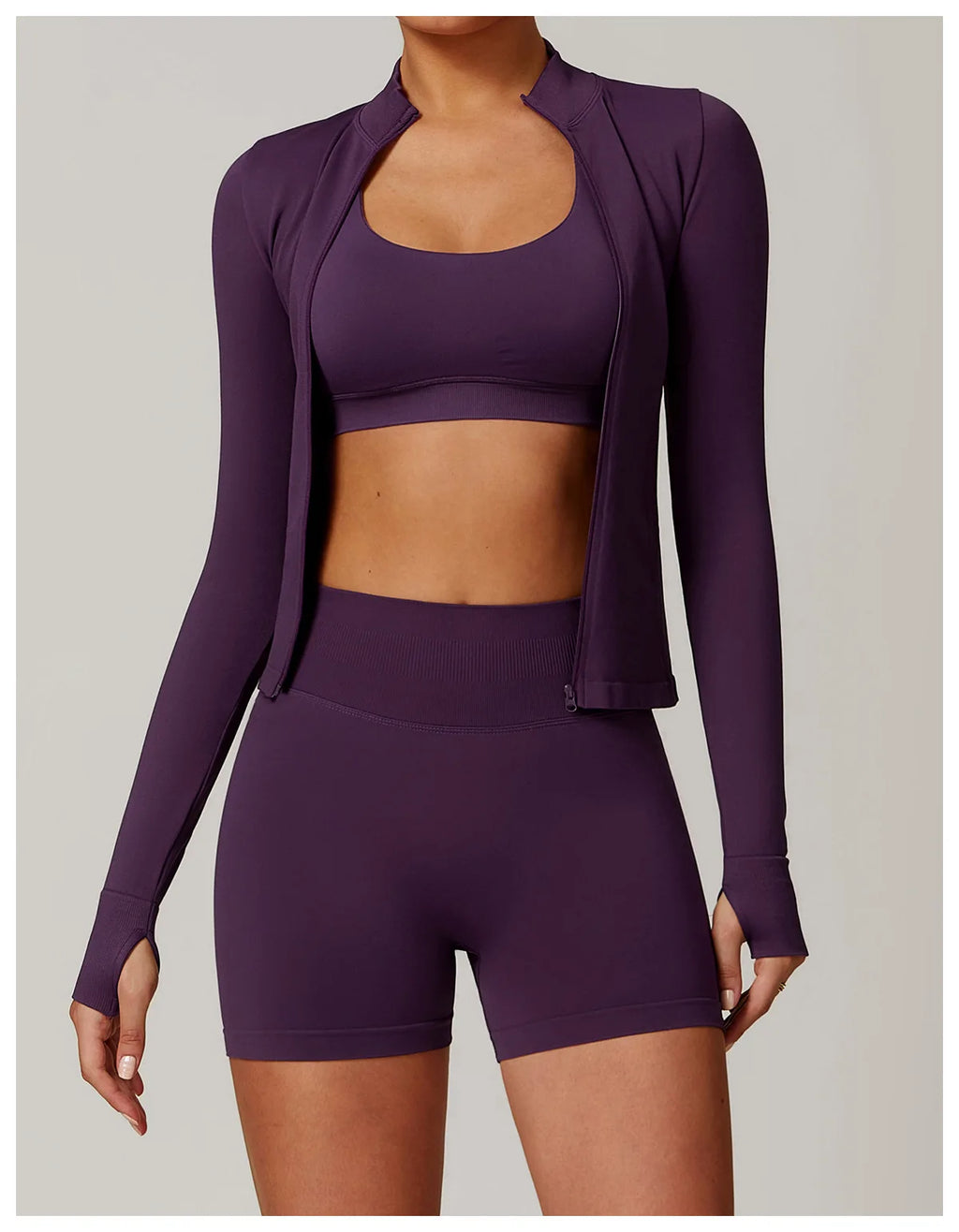 Fitted Thumb Hole Zip Up Jacket