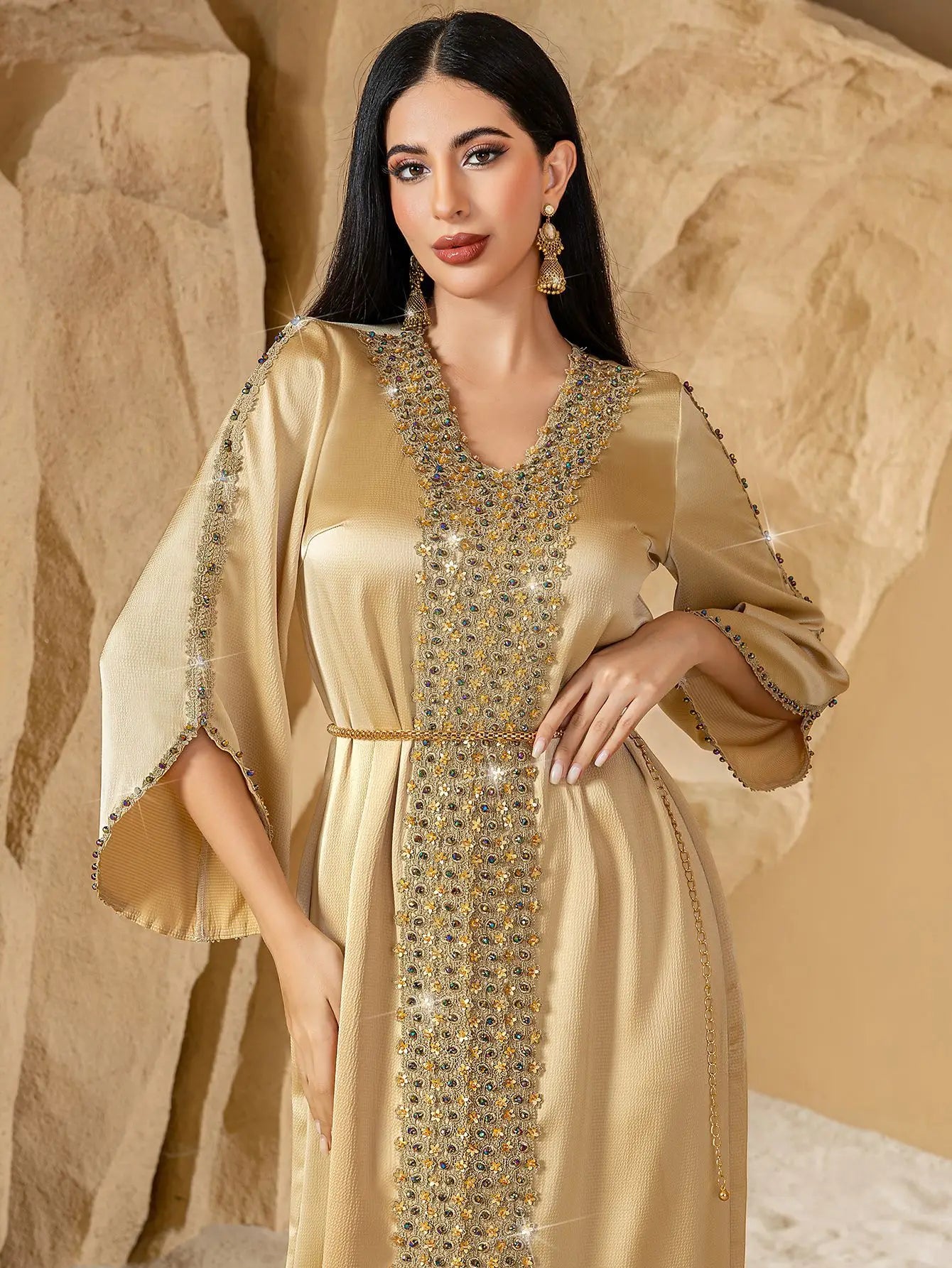 Luxury Satin Diamond Abaya
