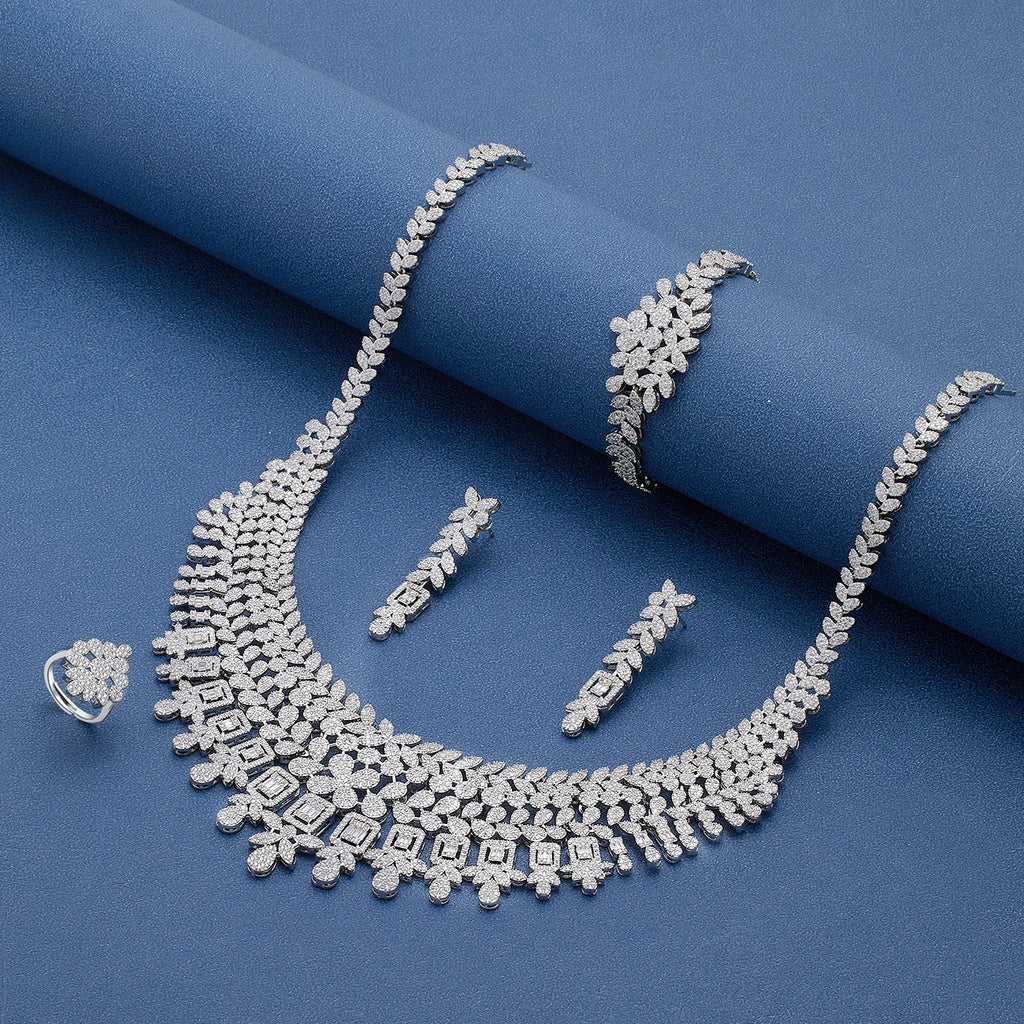 Luxury 4 Piece Cubic Zirconia Bridal Jewelry Set