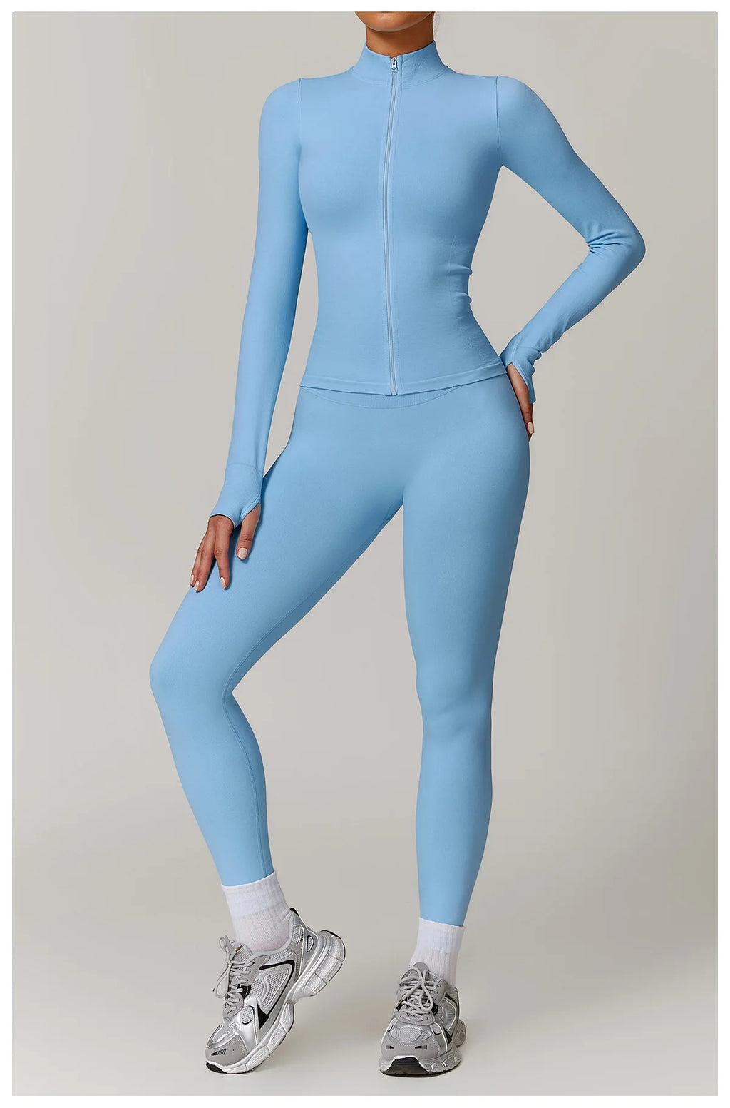 Fitted Thumb Hole Zip Up Jacket