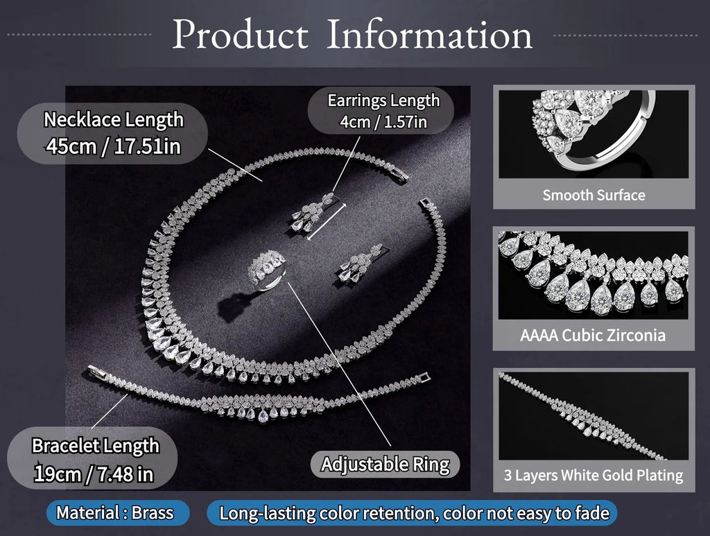 Luxury White Cubic Zirconia Bridal Jewelry Set