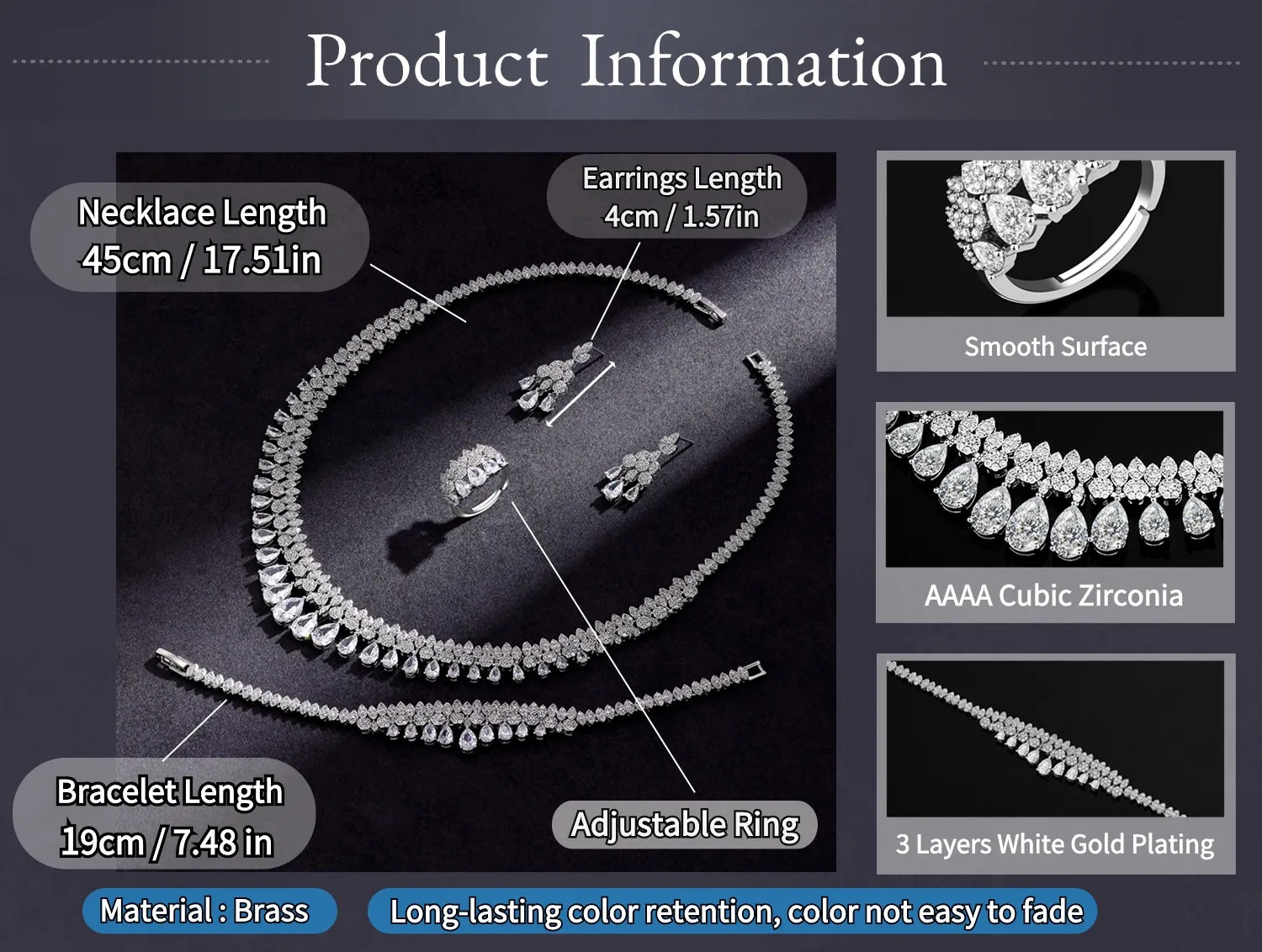 Luxury White Cubic Zirconia Bridal Jewelry Set