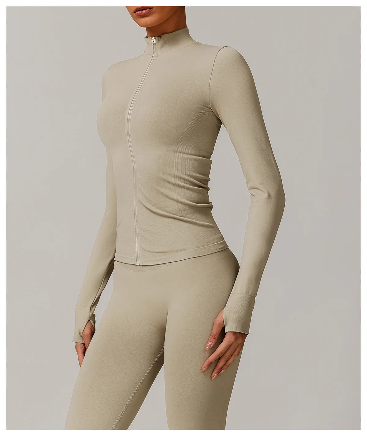 Fitted Thumb Hole Zip Up Jacket