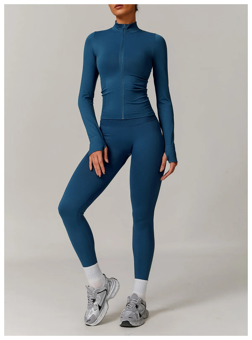 Fitted Thumb Hole Zip Up Jacket