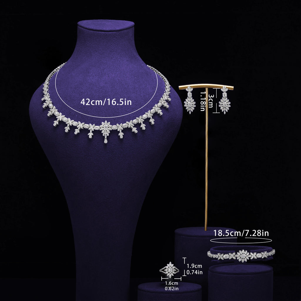 Luxury 4 Pieces Cubic Zirconia Bridal Jewelry Set