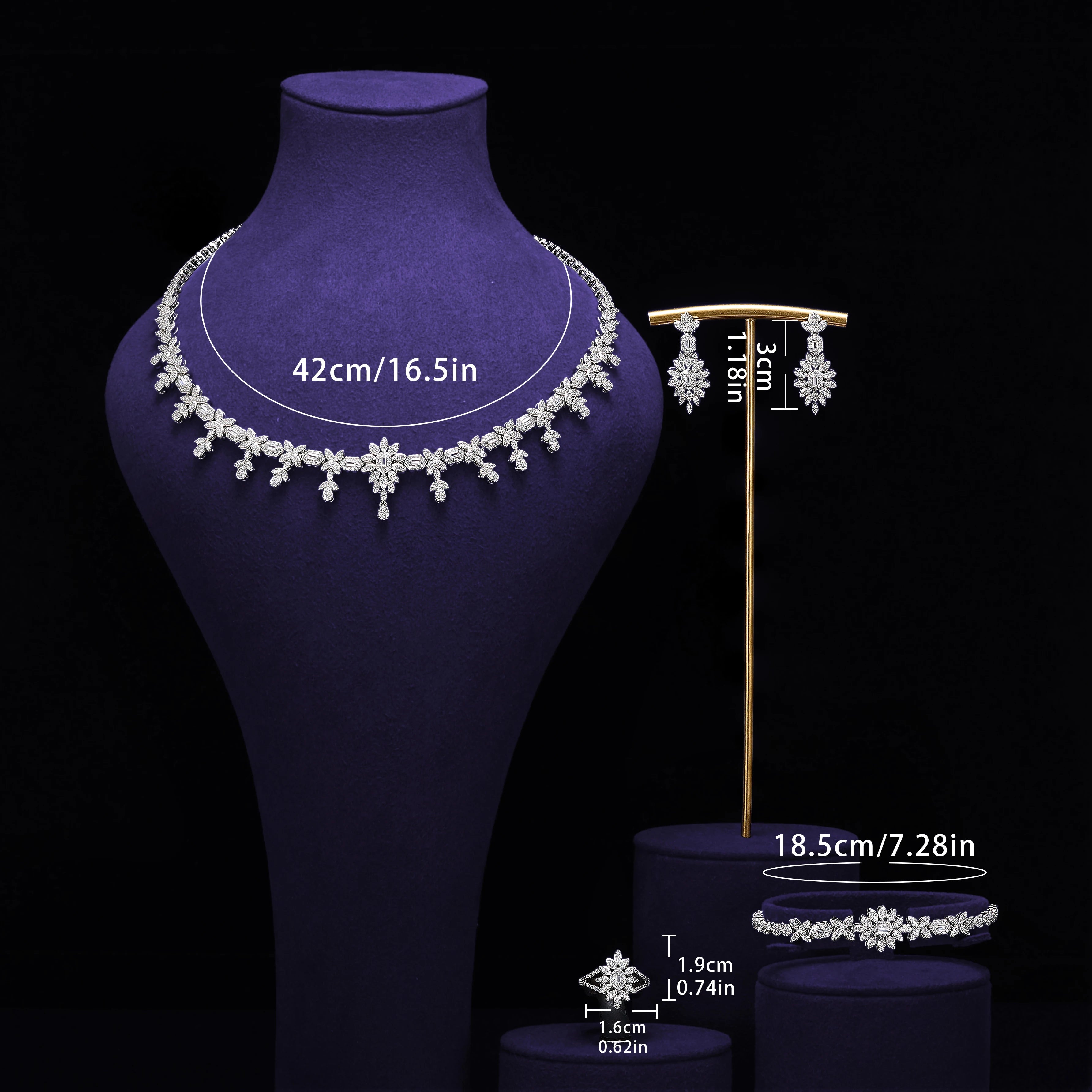 Luxury 4 Pieces Cubic Zirconia Bridal Jewelry Set